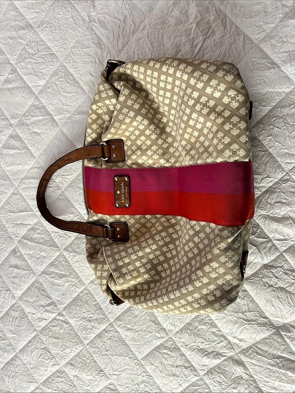 Kate Spade Patterned Tote Bag in Brown & Pink